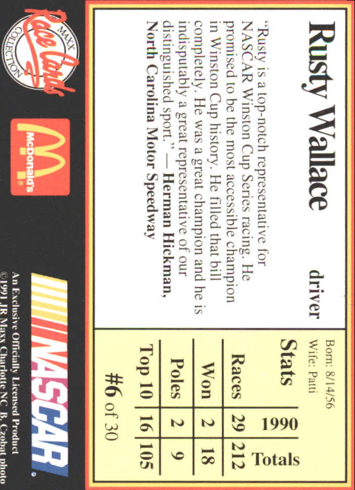 B6059- 1991 Maxx McDonald's Racing Card #s 1-30+ -You Pick- 15+ FREE US SHIP - Bild 12 von 57