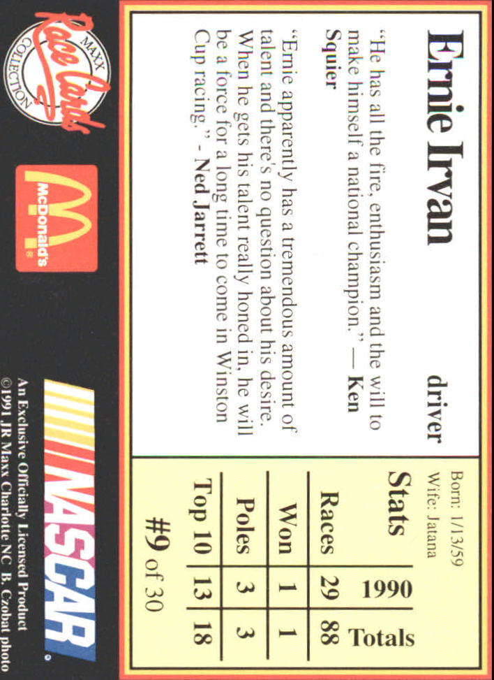 B6059- 1991 Maxx McDonald's Racing Card #s 1-30+ -You Pick- 15+ FREE US SHIP - Bild 17 von 57
