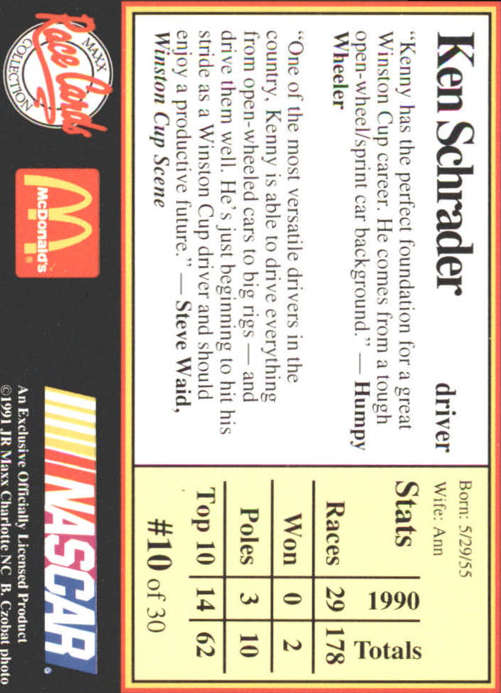B6059- 1991 Maxx McDonald's Racing Card #s 1-30+ -You Pick- 15+ FREE US SHIP - Bild 19 von 57
