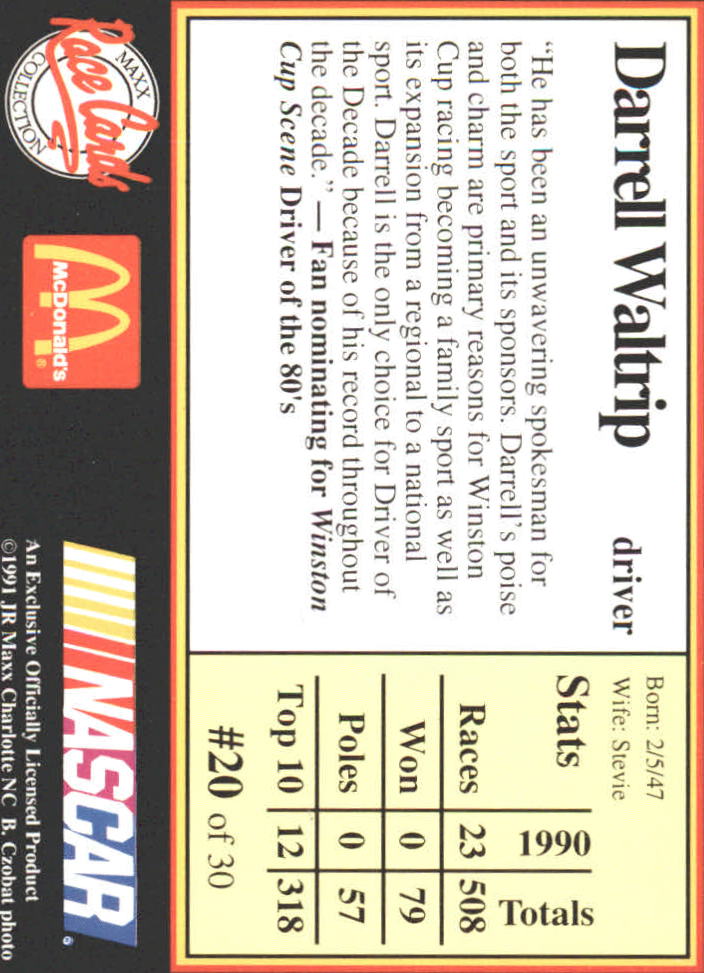 B6059- 1991 Maxx McDonald's Racing Card #s 1-30+ -You Pick- 15+ FREE US SHIP - Bild 39 von 57