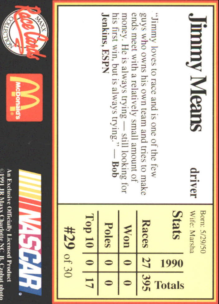 B6059- 1991 Maxx McDonald's Racing Card #s 1-30+ -You Pick- 15+ FREE US SHIP - Bild 55 von 57