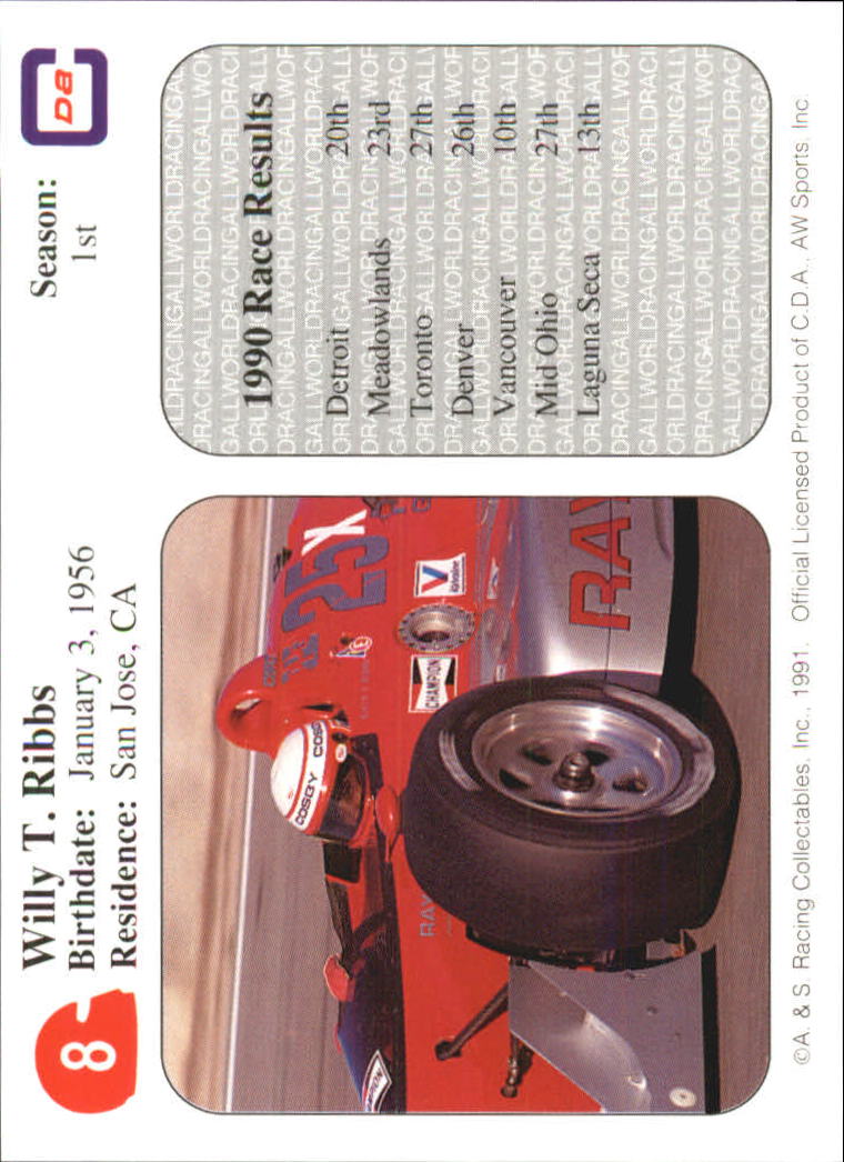 1991 All World Indy #8 Willy T. Ribbs back image