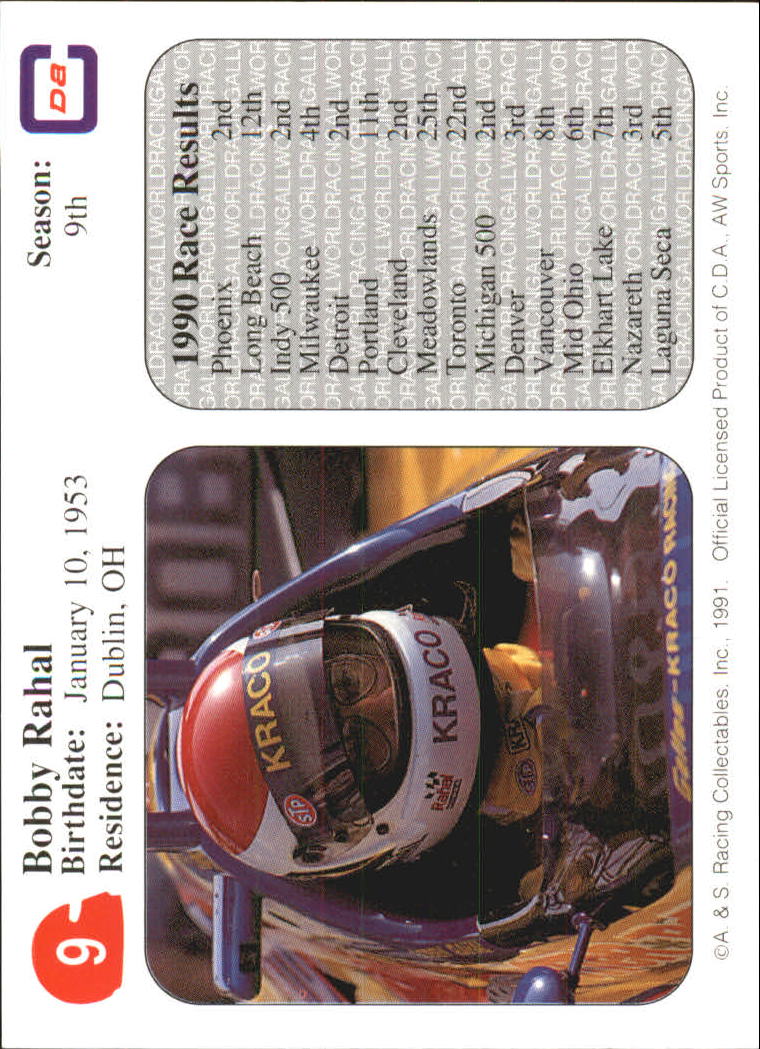 1991 All World Indy #9 Bobby Rahal back image