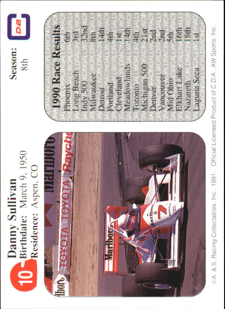 1991 All World Indy #10 Danny Sullivan back image