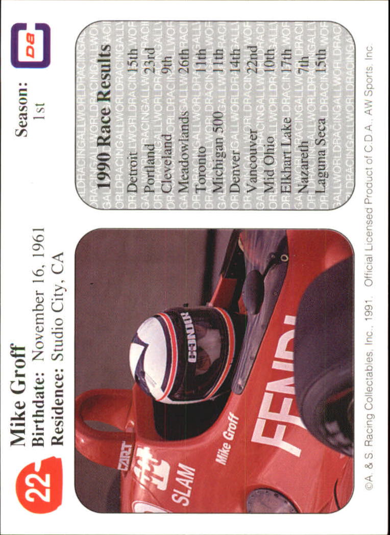 1991 All World Indy #22 Mike Groff back image