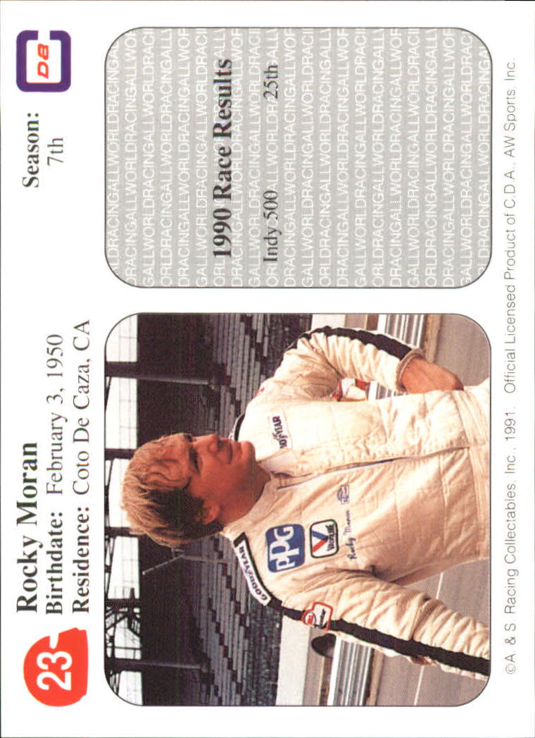 1991 All World Indy #23 Rocky Moran back image