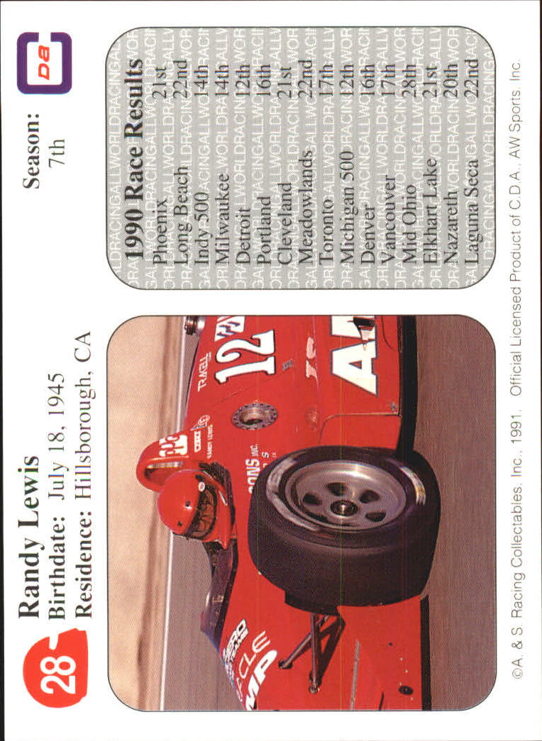 1991 All World Indy #28 Randy Lewis back image