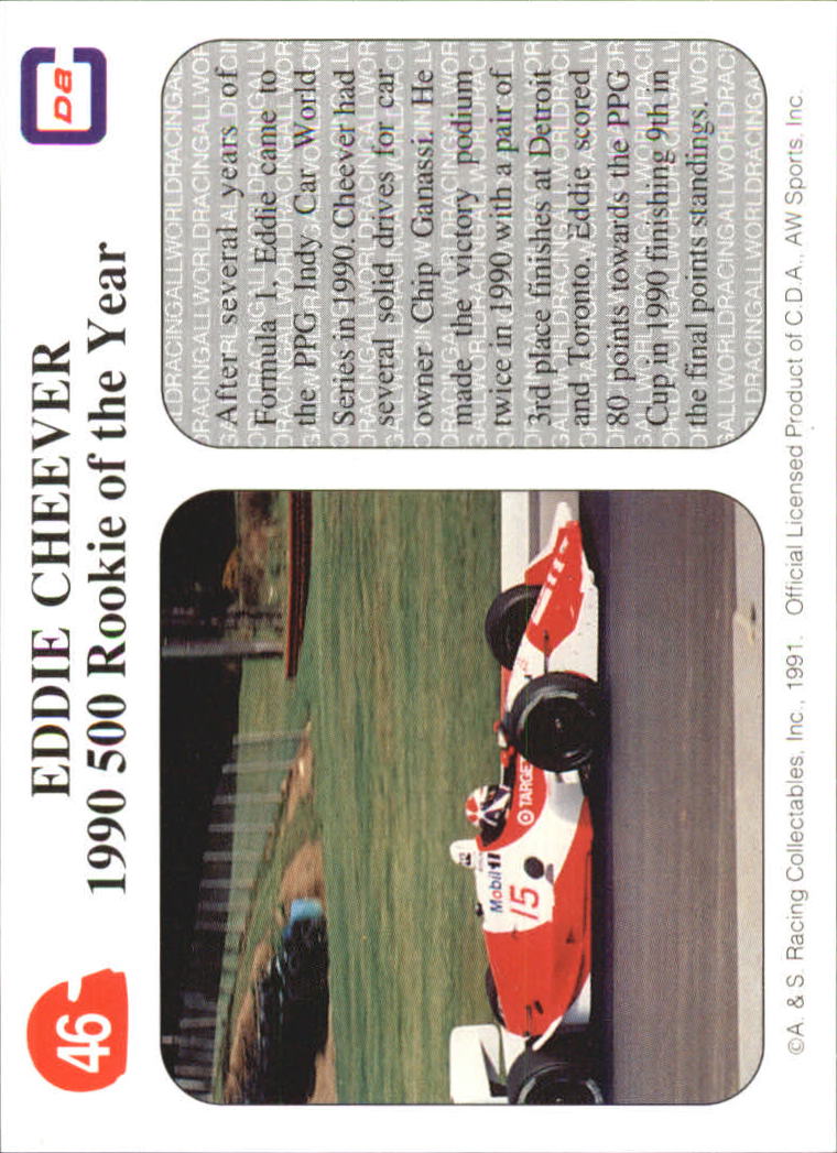 1991 All World Indy #46 Eddie Cheever ROY back image