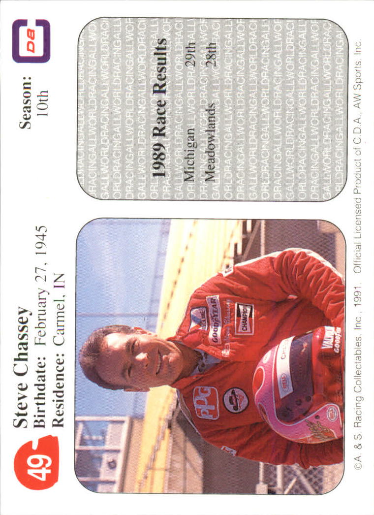1991 All World Indy #49 Steve Chassey back image