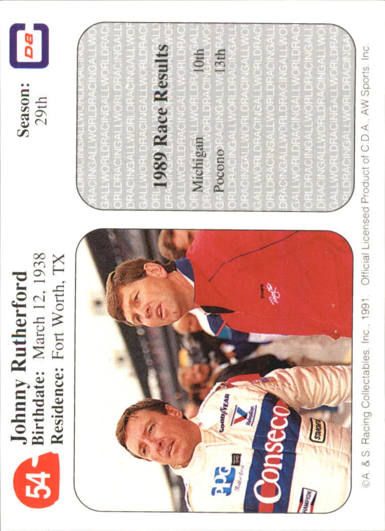 1991 All World Indy #54 Johnny Rutherford back image