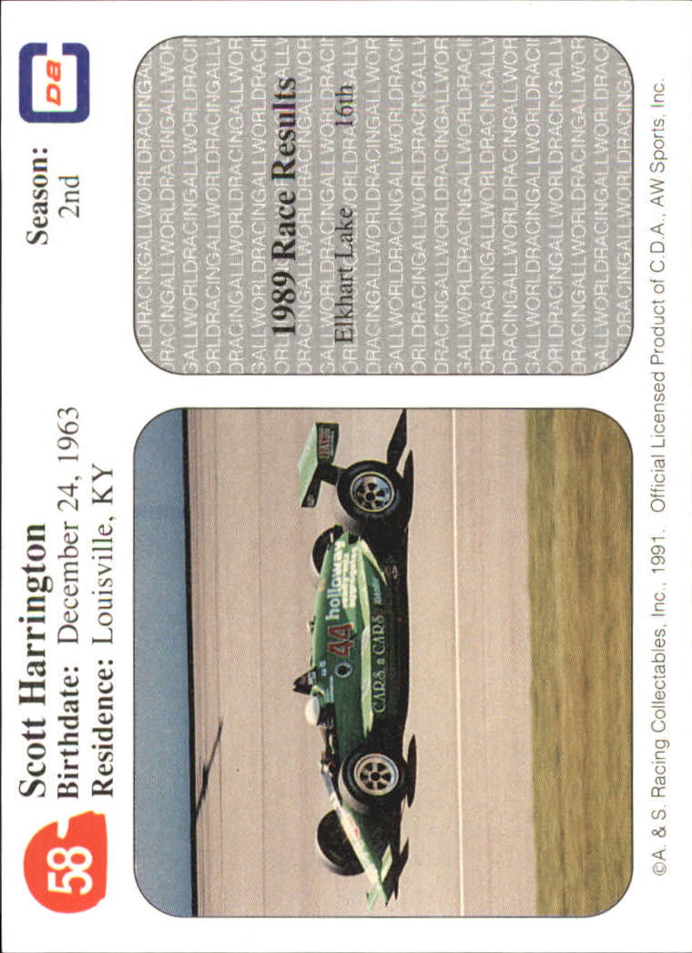 1991 All World Indy #58 Scott Harrington back image