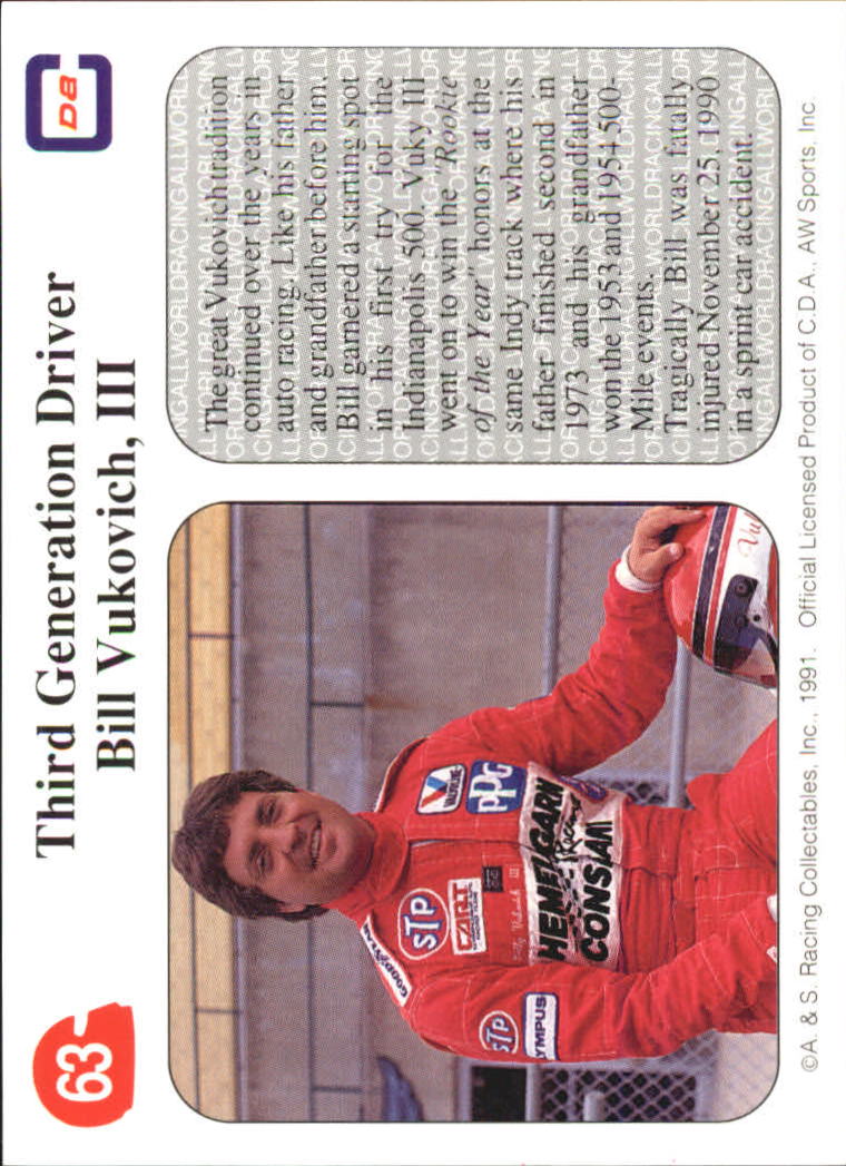 1991 All World Indy #63 Bill Vukovich III back image