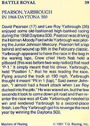 1991-92 TG Racing Masters of Racing Update #39 Cover Card/Red Fox 39-76/David Pearson's Car/Earl Brooks' Car back image