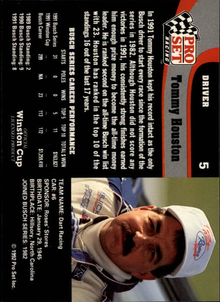 1992 Pro Set #5 Tommy Houston back image