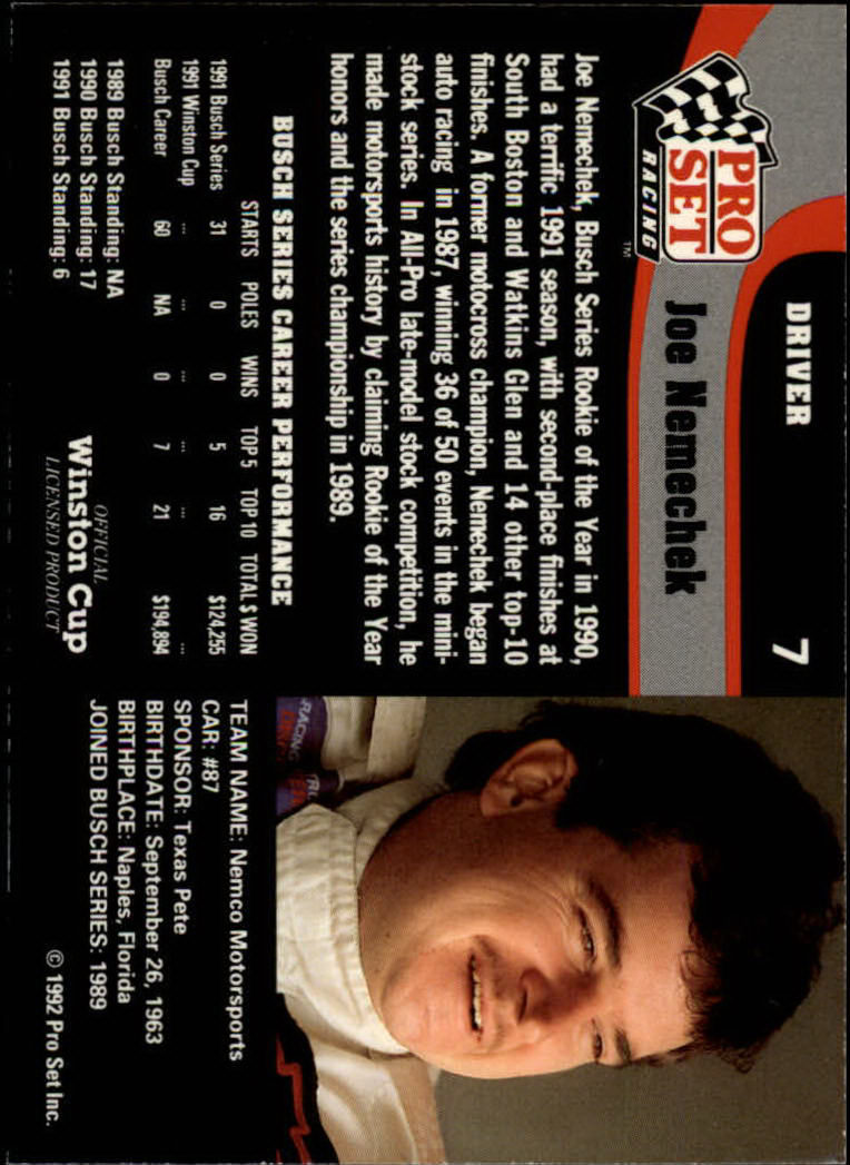 1992 Pro Set Racing Card Pick (Base) - Bild 13 von 371