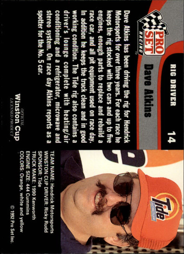 1992 Pro Set Racing Card Pick (Base) - Bild 23 von 371