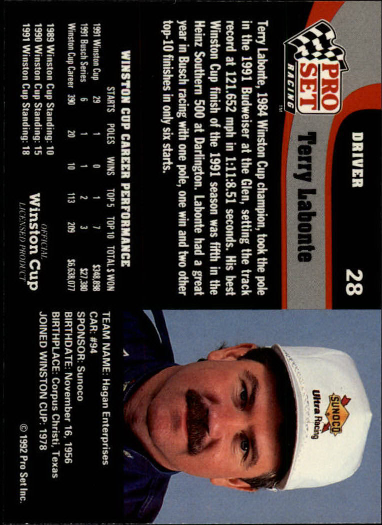 1992 Pro Set Racing Card Pick (Base) - Bild 45 von 371