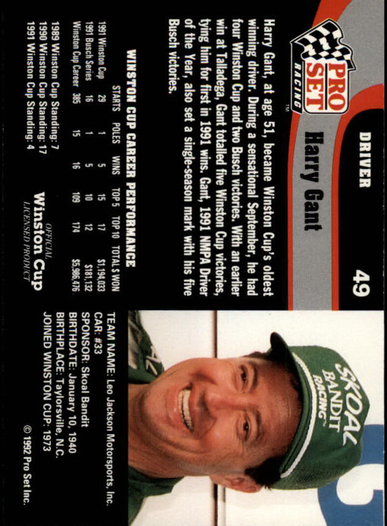 1992 Pro Set Racing Card Pick (Base) - Bild 73 von 371