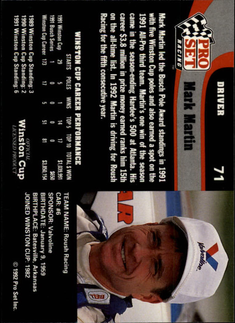 1992 Pro Set Racing Card Pick (Base) - Bild 101 von 371