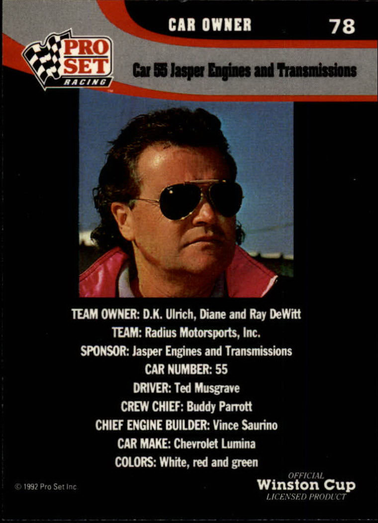 1992 Pro Set Racing Card Pick (Base) - Bild 113 von 371