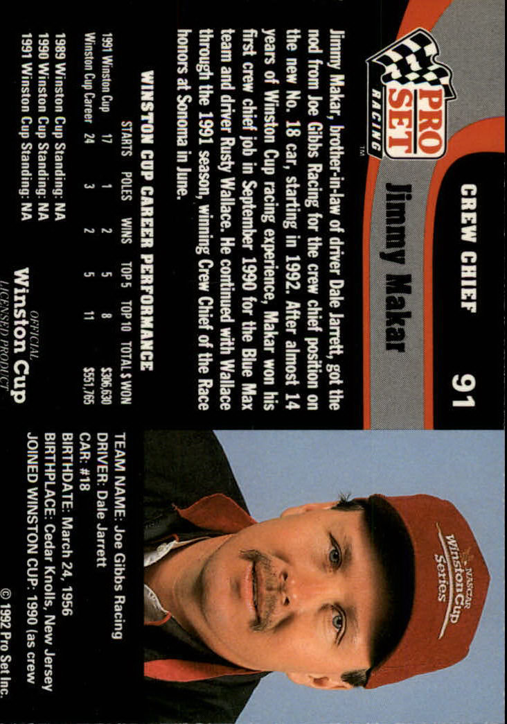 1992 Pro Set Racing Card Pick (Base) - Bild 133 von 371