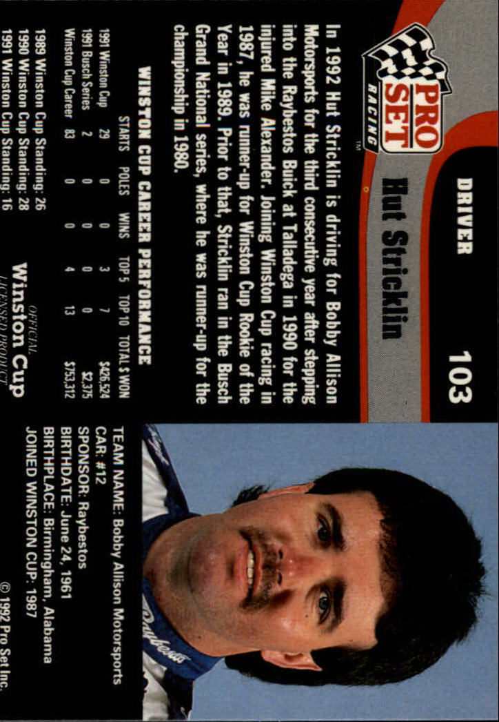 1992 Pro Set Racing Card Pick (Base) - Bild 155 von 371