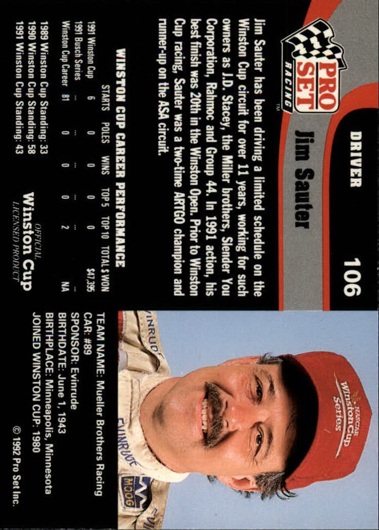 1992 Pro Set Racing Card Pick (Base) - Bild 159 von 371