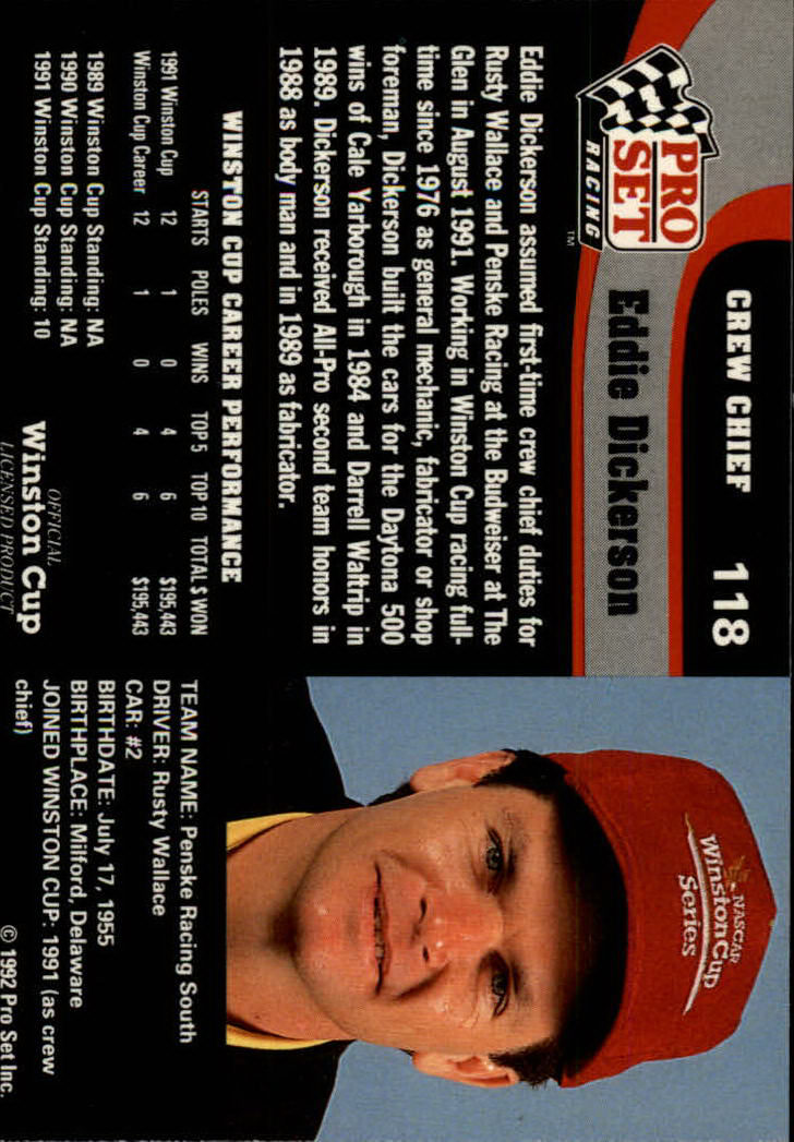 1992 Pro Set #118 Eddie Dickerson RC back image