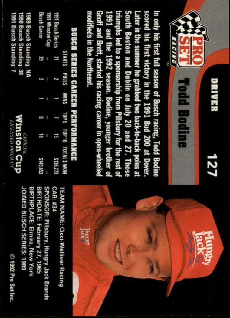 1992 Pro Set Racing Card Pick (Base) - Bild 183 von 371