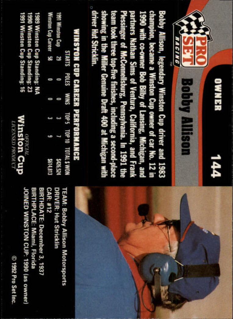 1992 Pro Set Racing Card Pick (Base) - Bild 213 von 371