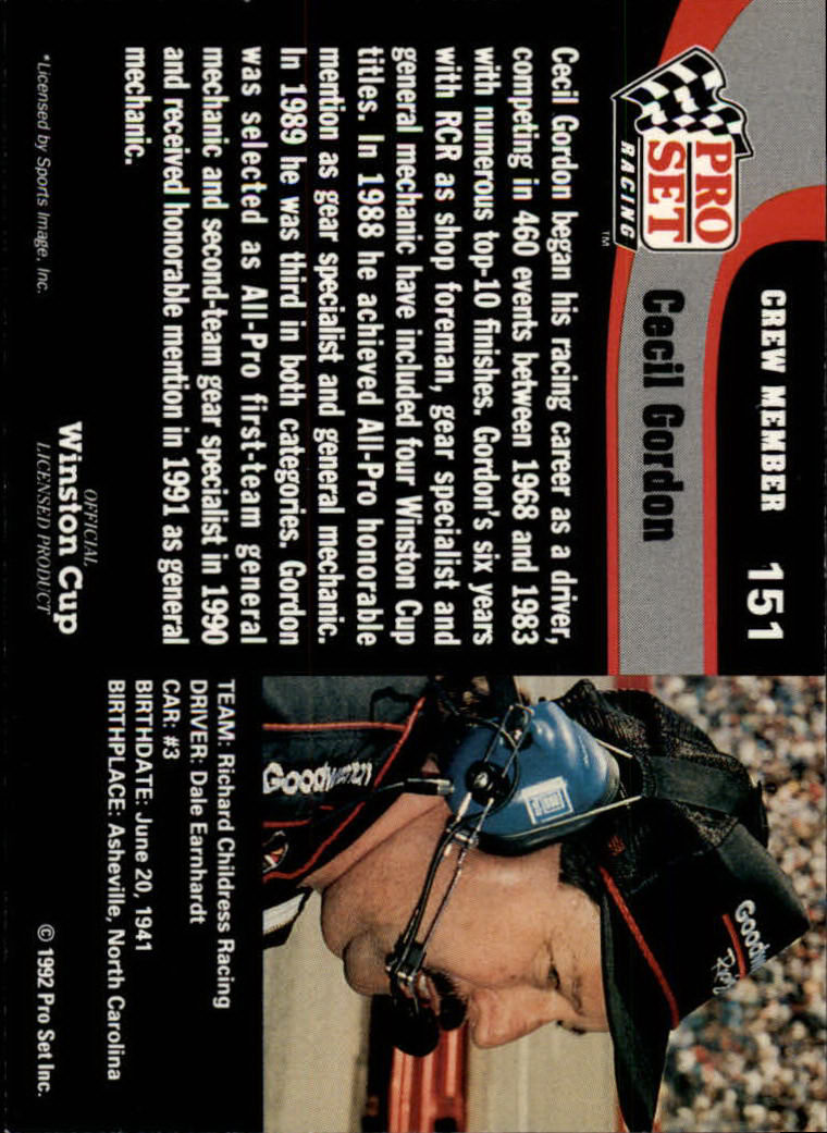 1992 Pro Set Racing Card Pick (Base) - Bild 227 von 371