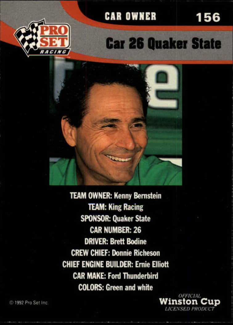 1992 Pro Set Racing Card Pick (Base) - Bild 237 von 371