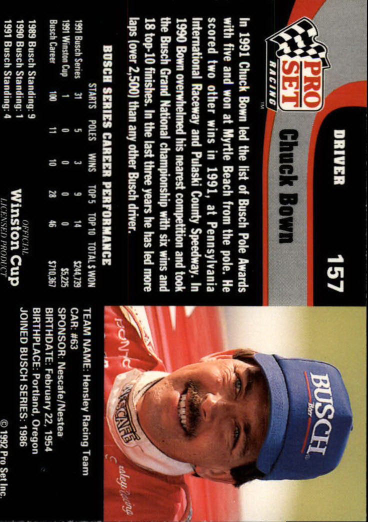 1992 Pro Set Racing Card Pick (Base) - Bild 239 von 371