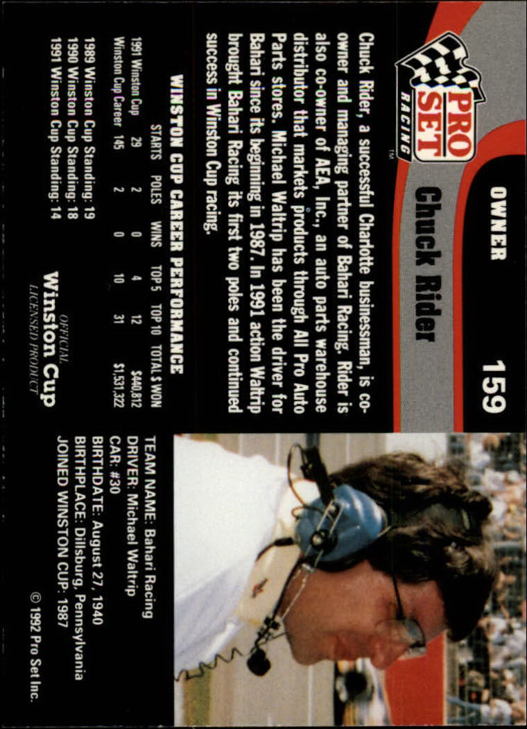 1992 Pro Set Racing Card Pick (Base) - Bild 243 von 371