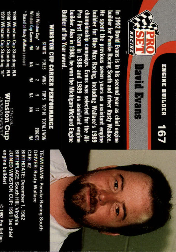 1992 Pro Set Racing Card Pick (Base) - Bild 257 von 371