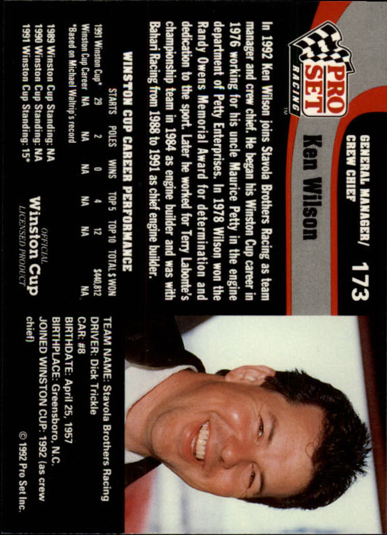 1992 Pro Set Racing Card Pick (Base) - Bild 267 von 371