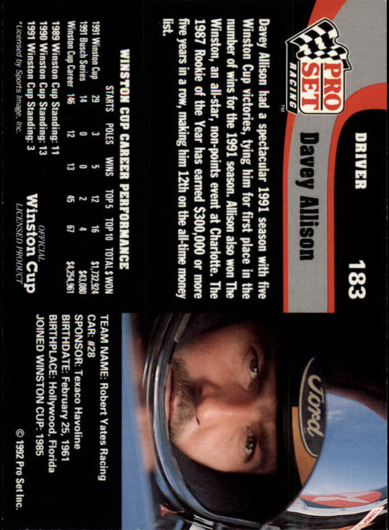 1992 Pro Set Racing Card Pick (Base) - Bild 285 von 371