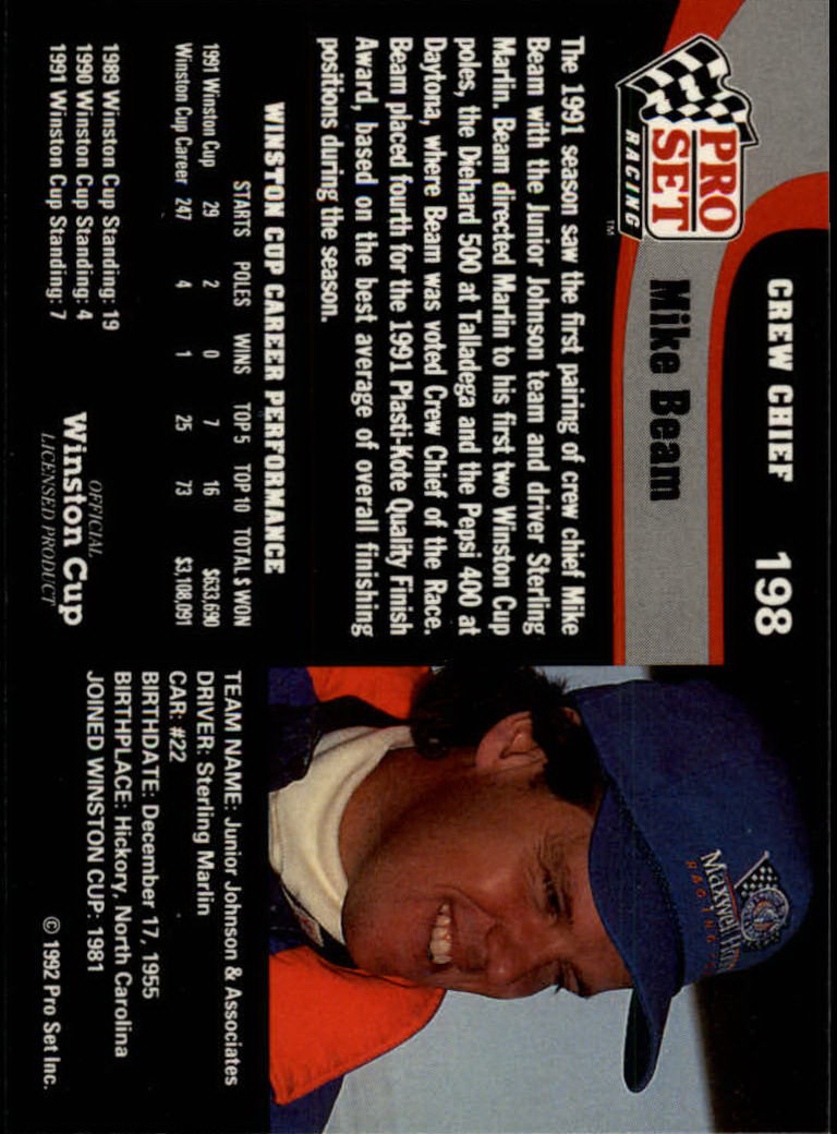1992 Pro Set Racing Card Pick (Base) - Bild 305 von 371