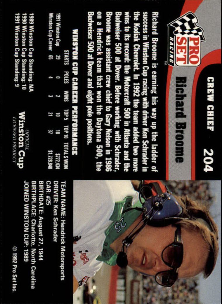 1992 Pro Set Racing Card Pick (Base) - Bild 311 von 371