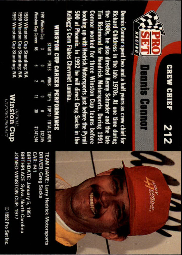 1992 Pro Set Racing Card Pick (Base) - Bild 325 von 371