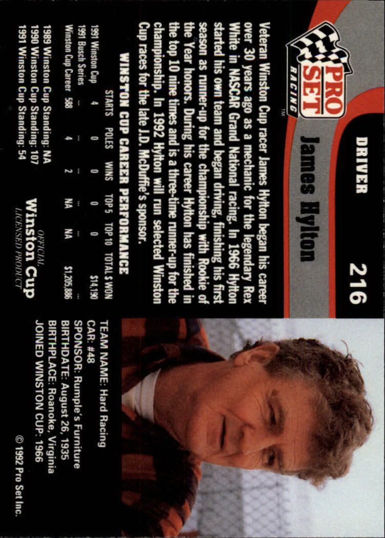 1992 Pro Set Racing Card Pick (Base) - Bild 331 von 371