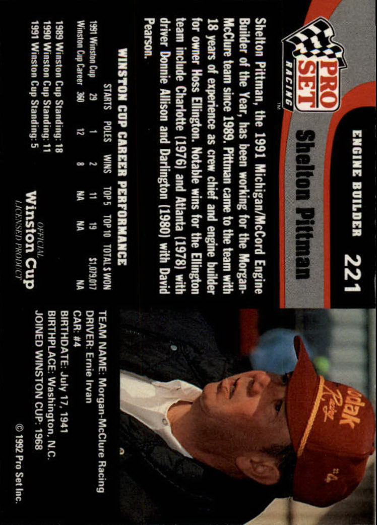 1992 Pro Set Racing Card Pick (Base) - Bild 335 von 371