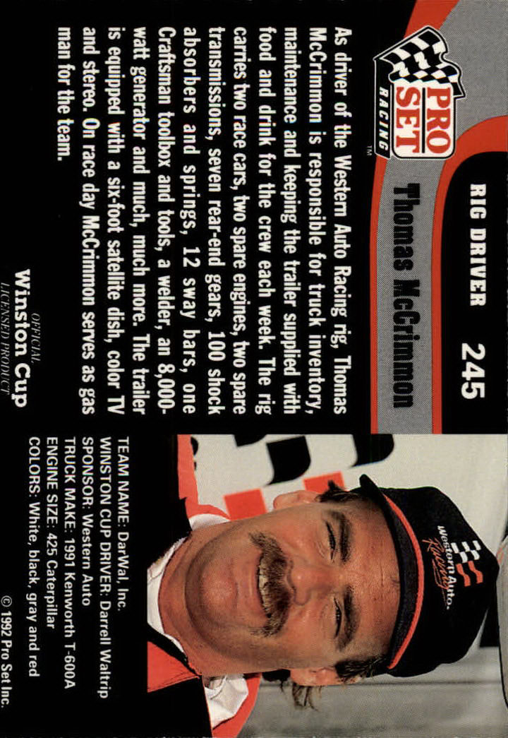 1992 Pro Set Racing Card Pick (Base) - Bild 367 von 371