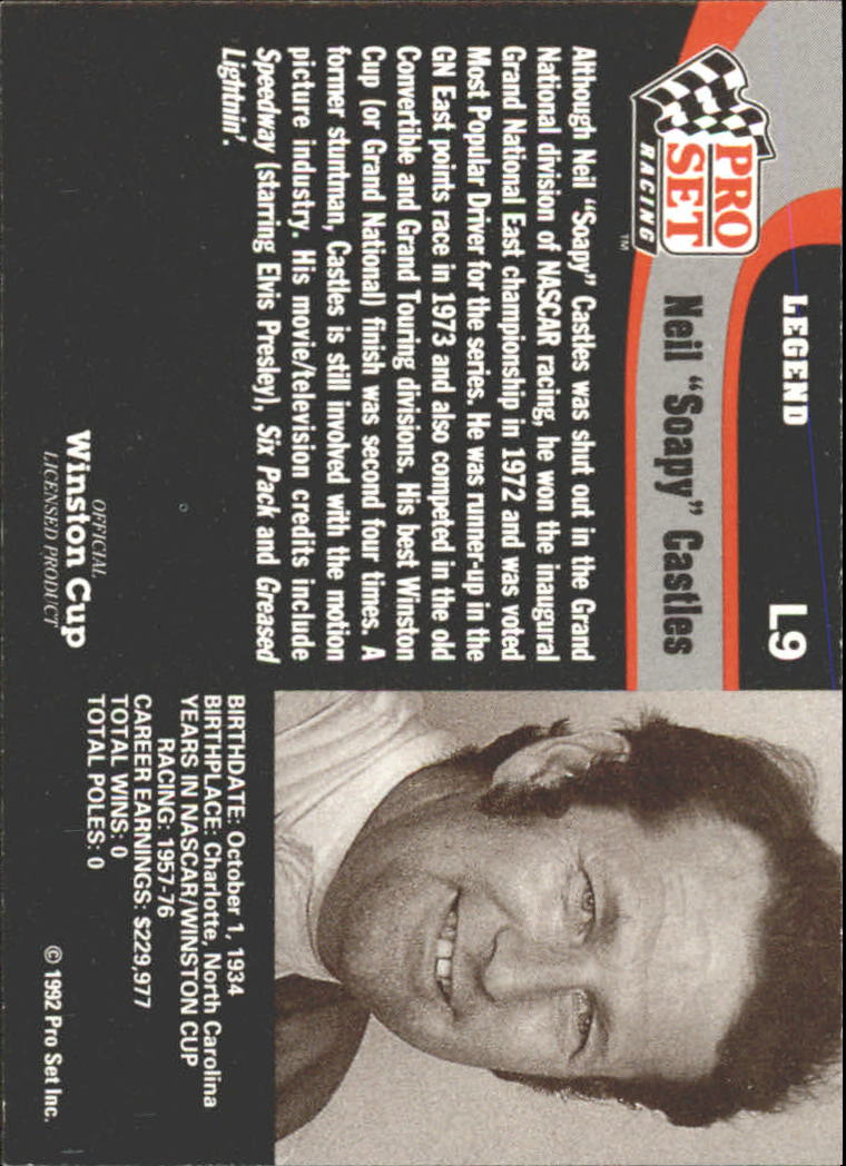 1992 Pro Set Legends #L9 Neil Castles (Soapy) back image