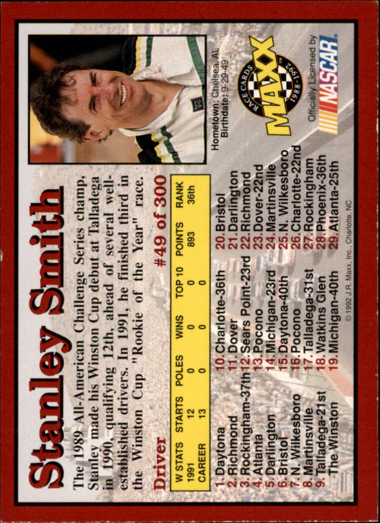 1992 Maxx Red #49 Stanley Smith back image