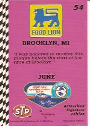 1992 Food Lion Richard Petty #54 Richard Petty back image