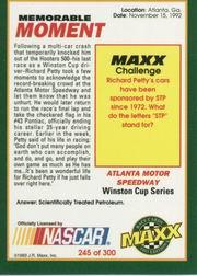 1993 Maxx #245 Richard Petty w/Car/Memorable Moment back image