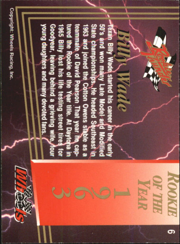 1993 Wheels Rookie Thunder #6 Billy Wade back image