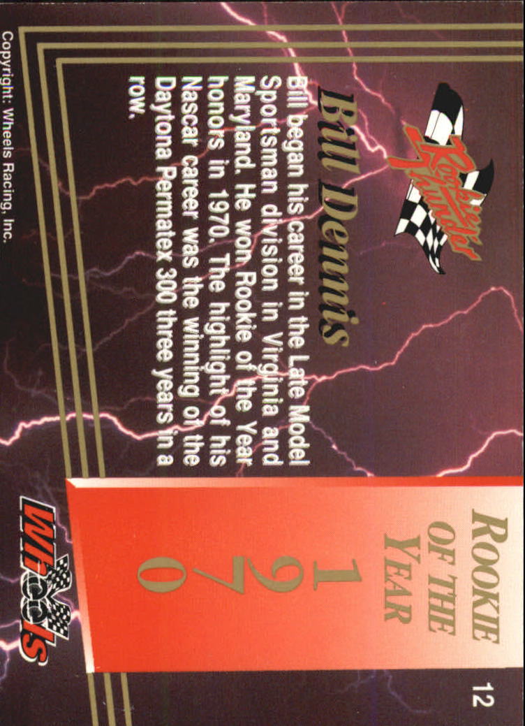 1993 Wheels Rookie Thunder #12 Bill Dennis back image