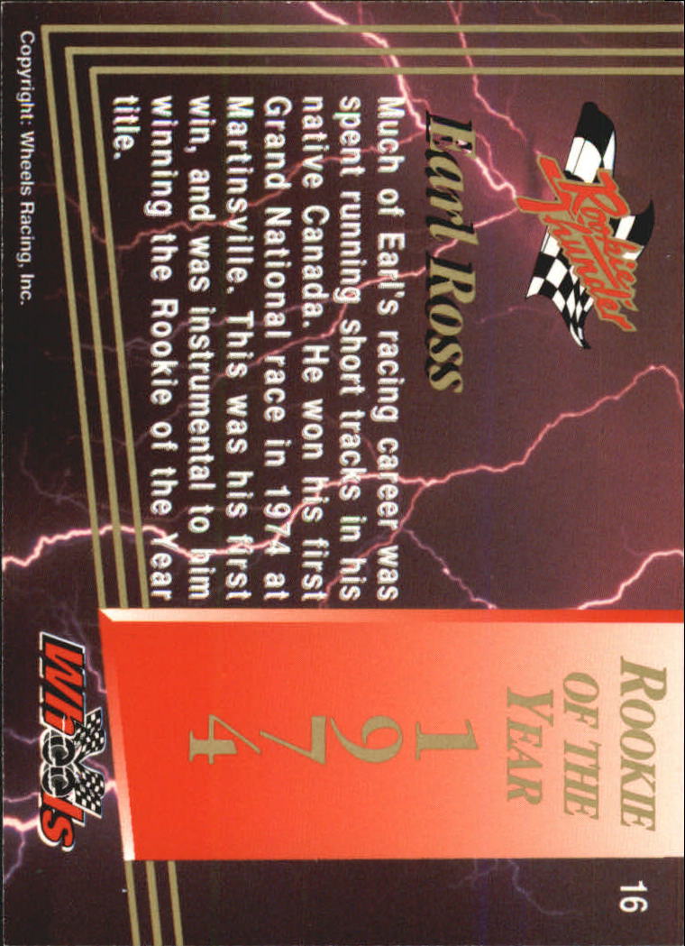 1993 Wheels Rookie Thunder #16 Earl Ross back image